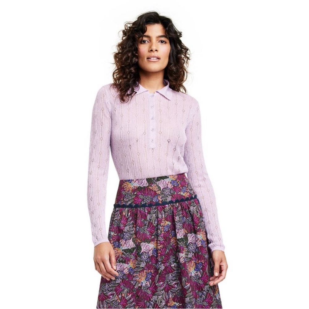 NWT Women's Pointelle Collar Sweater - Kika Vargas x Target Lavender - Large